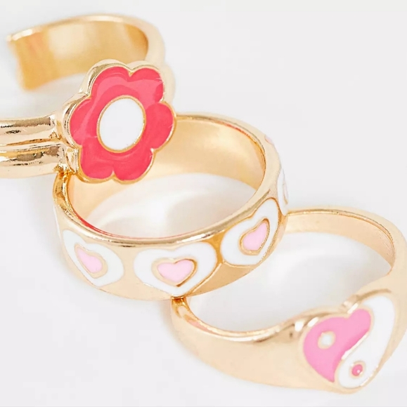 MADEIN | Pack of Chuncky Pink Detailed Rings - Picture 5 of 5
